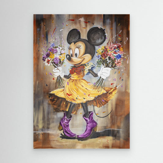 Minnie the mouse bought herself flowers