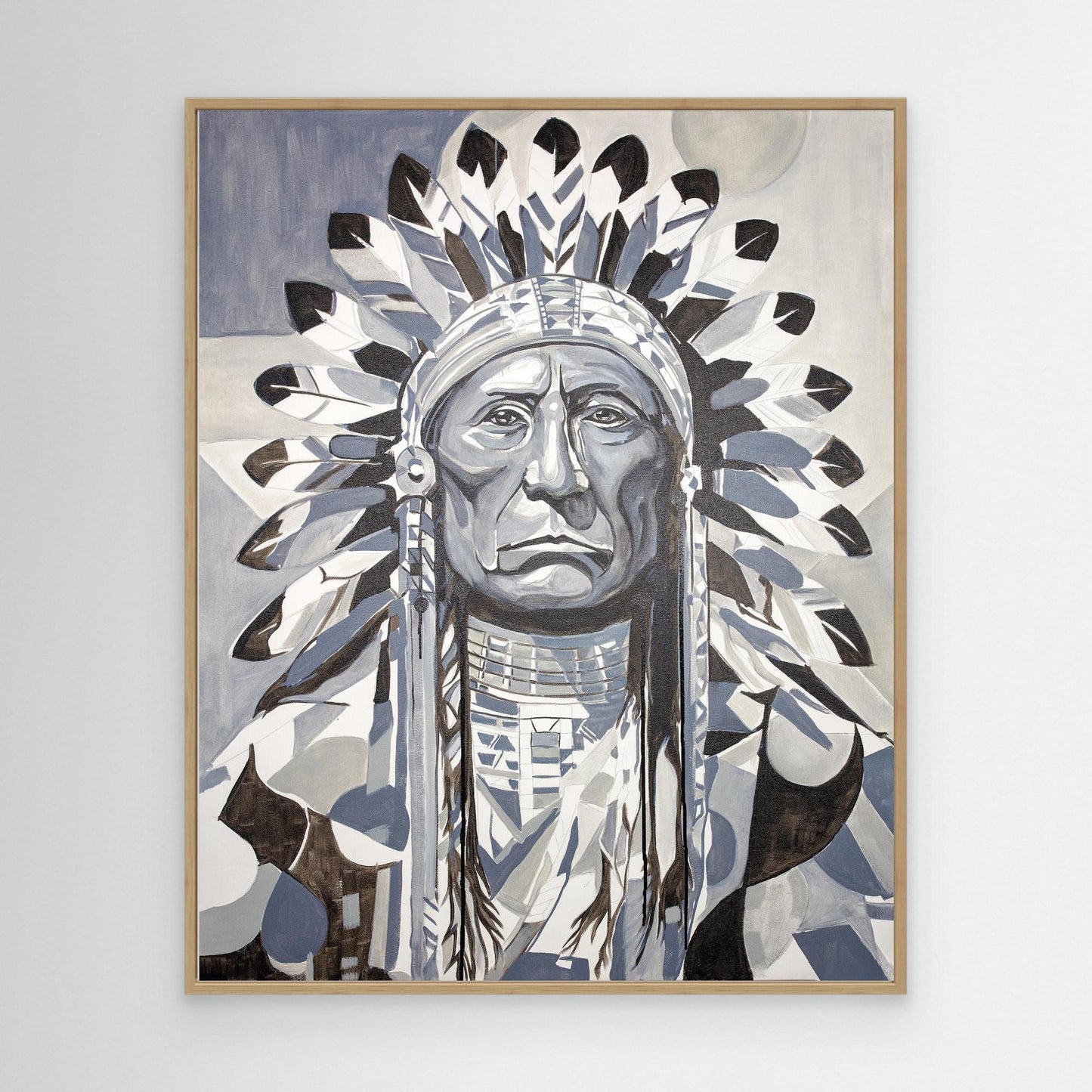 Sitting bull in black and white