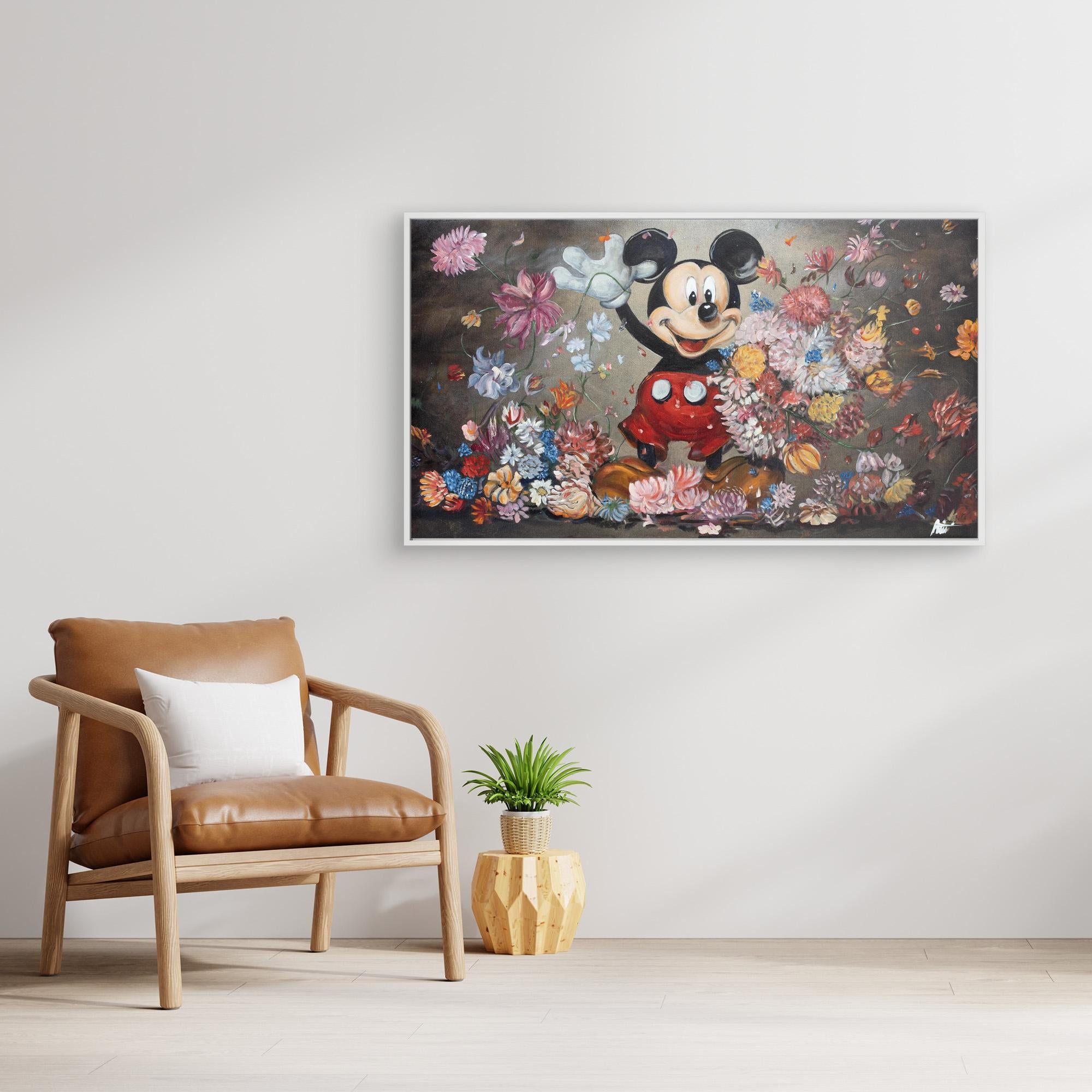 Mickey Mouse throwing flowers Rembrandt style – Tinari.gallery