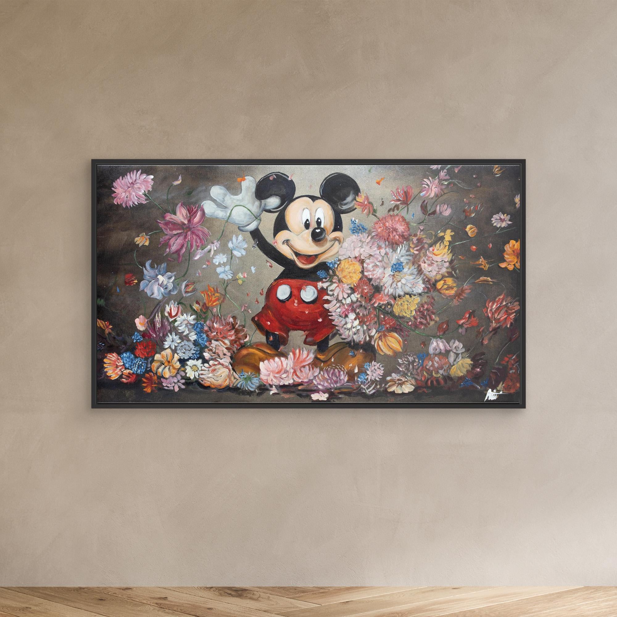☆Micky°ʚɞ°★ Mickey Mouse throwing flowers Rembrandt style – Tinari.gallery