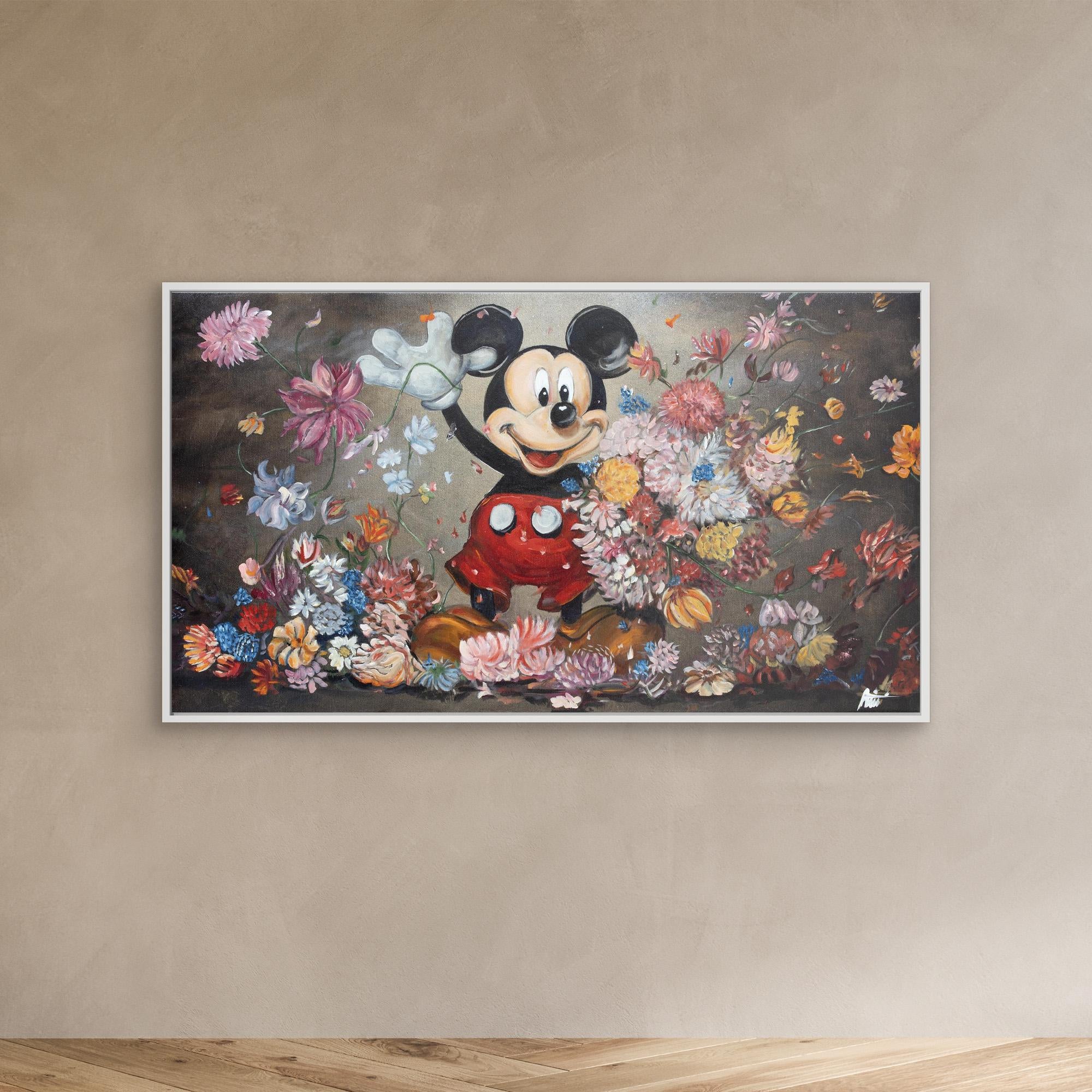 Mickey Mouse throwing flowers Rembrandt style – Tinari.gallery