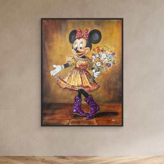 My Minnie mouse wearing purple cowboy boots