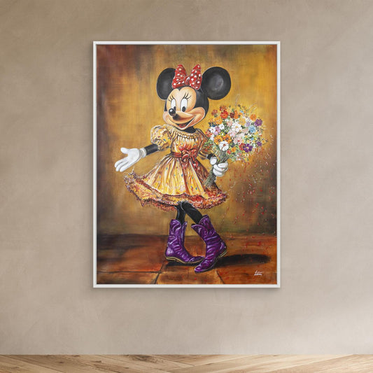 My Minnie mouse wearing purple cowboy boots